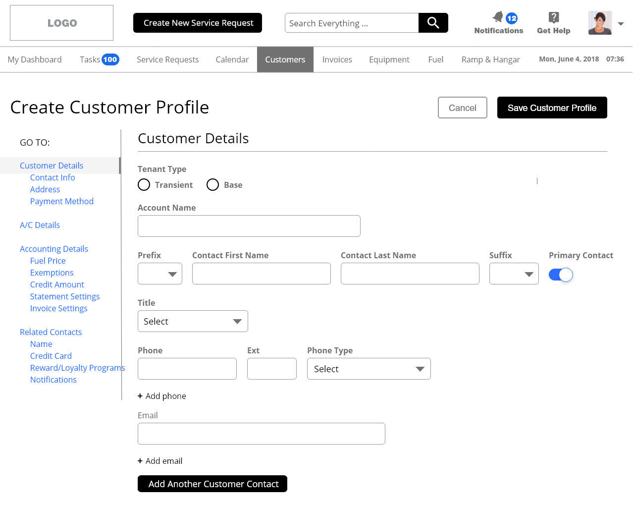 Customer Profile Low Fidelity 1