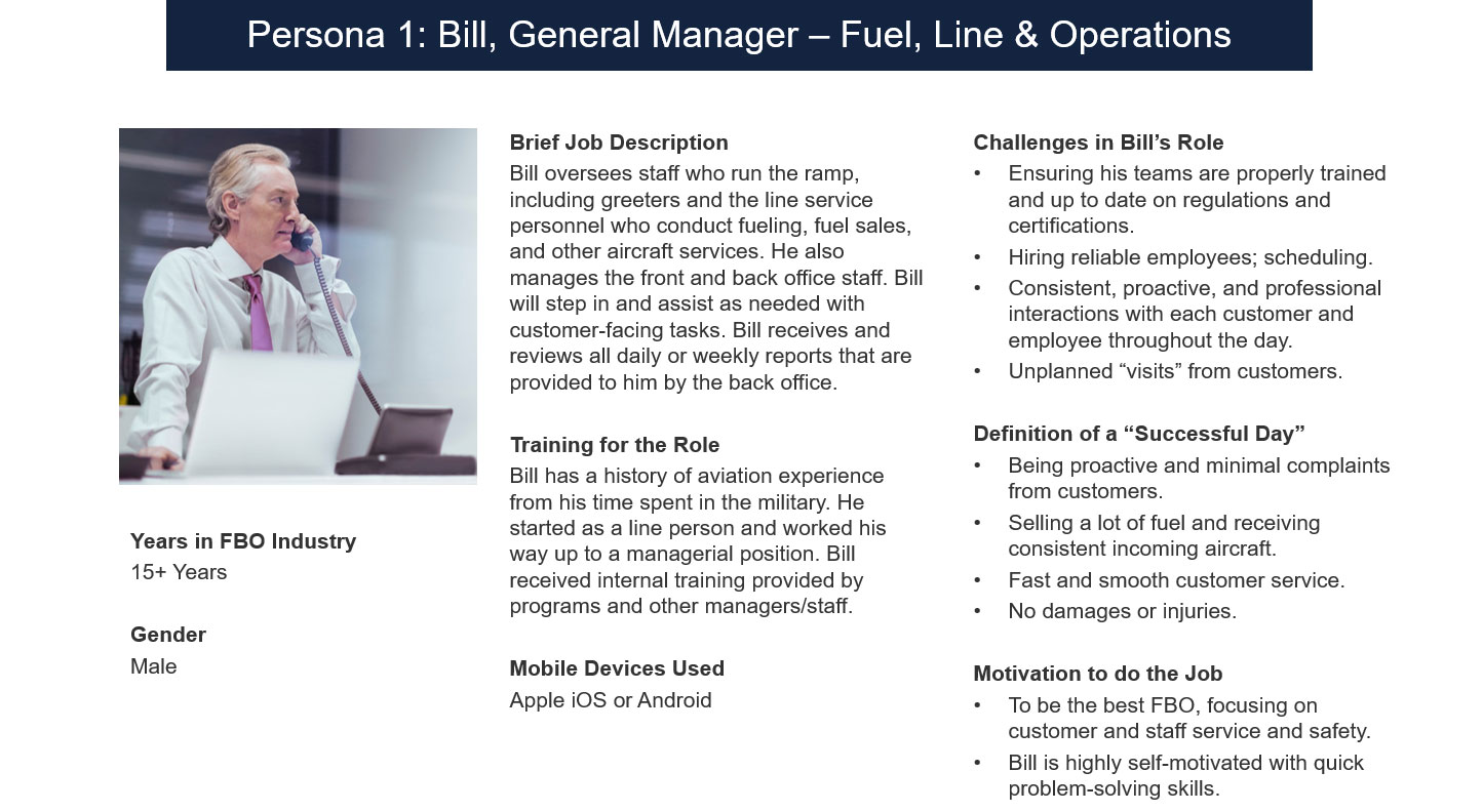 Persona 1: Bill, General Manager - Fuel, Line & Operations
